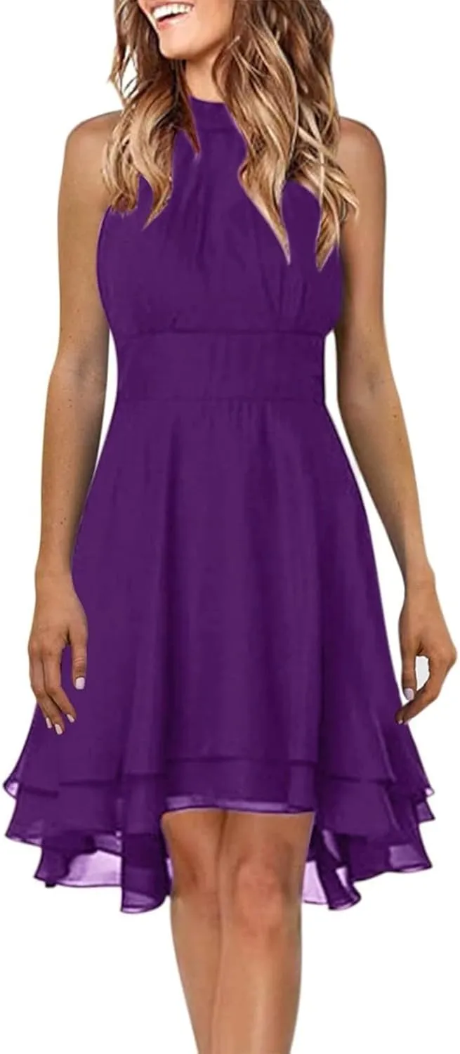 Dress Elegant for Women for Wedding 2025 Women's Halter Neck Sexy Split Cocktail Party Mini Short Formal Dresses
