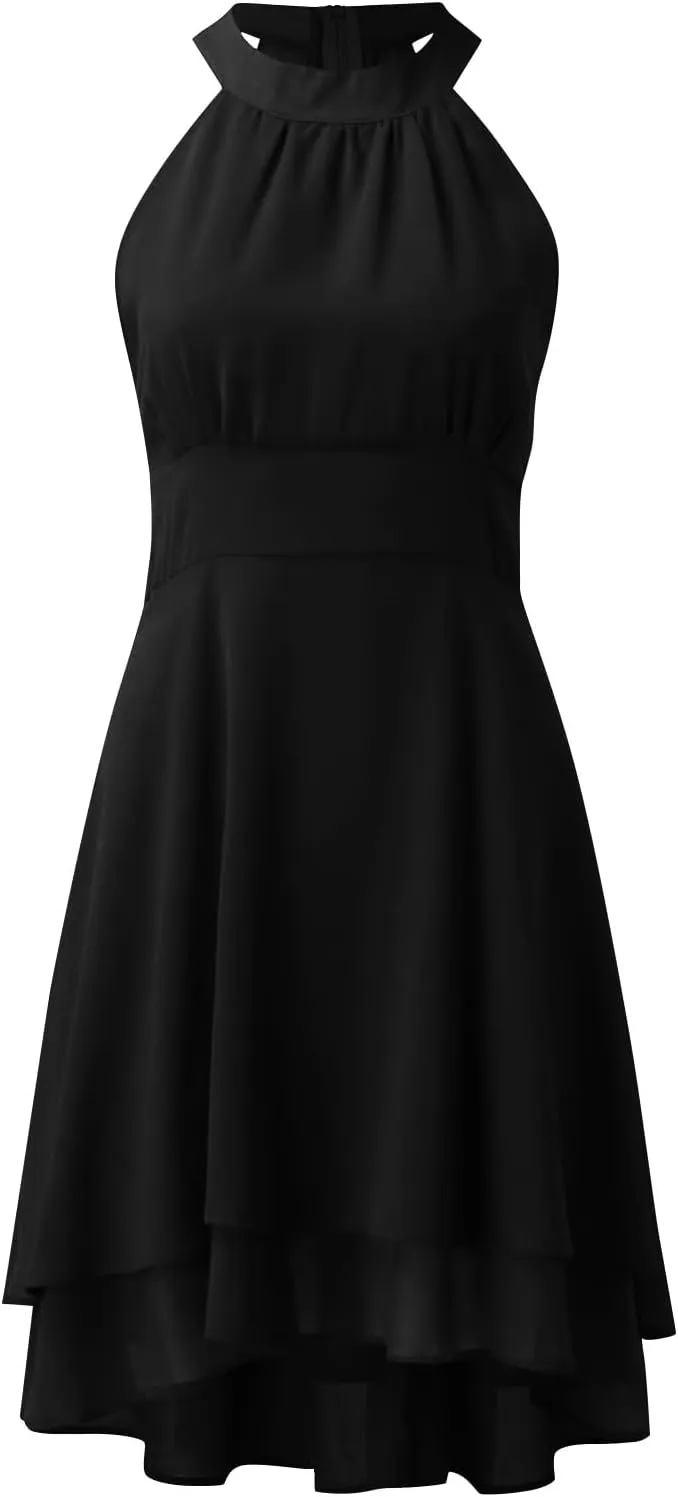 Dress Elegant for Women for Wedding 2025 Women's Halter Neck Sexy Split Cocktail Party Mini Short Formal Dresses