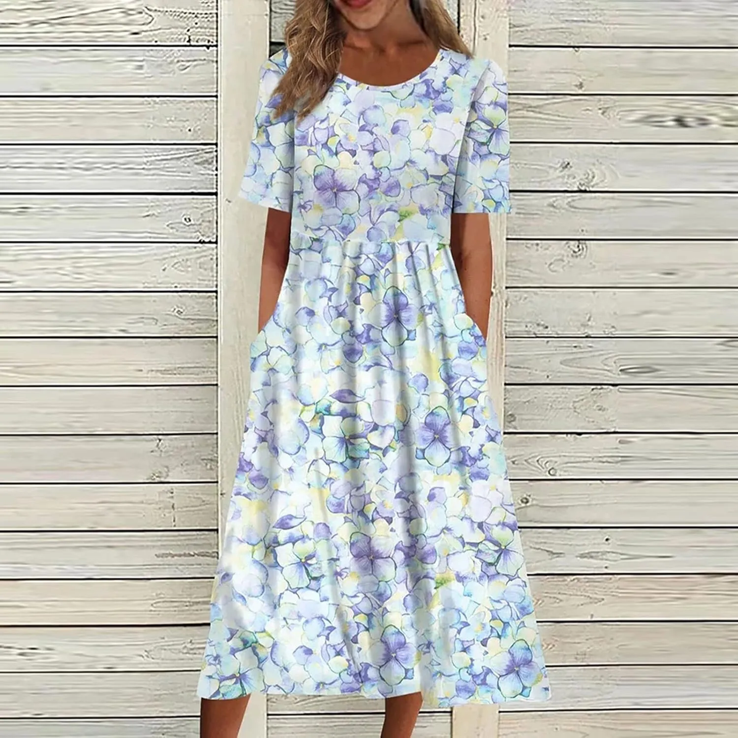 Dresses for Women 2025 Casual Summer Trendy Floral Dress Maxi Classy Sundresses Vacation Short Sleeve Sundress A Line