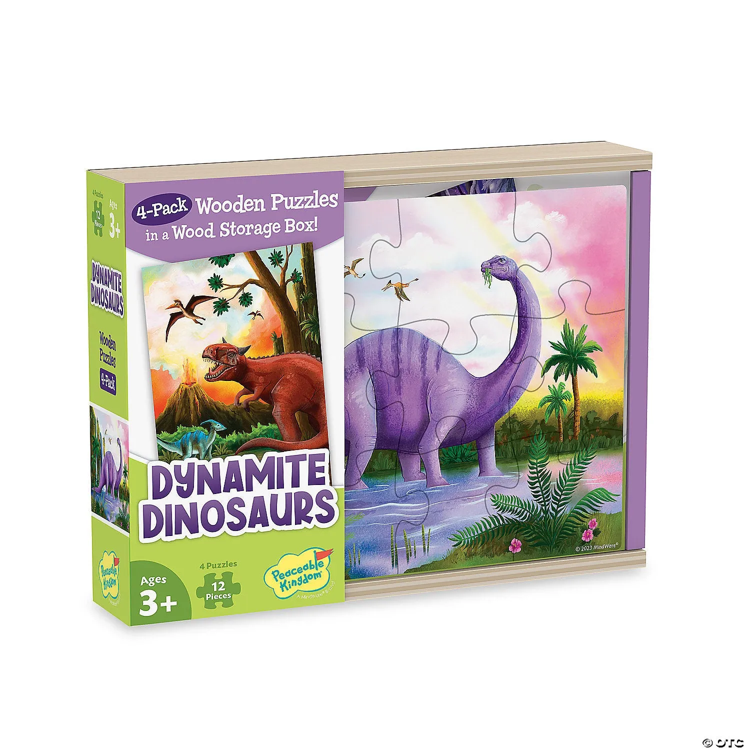 Dynamite Dinosaurs Wood Puzzle 4-Pack