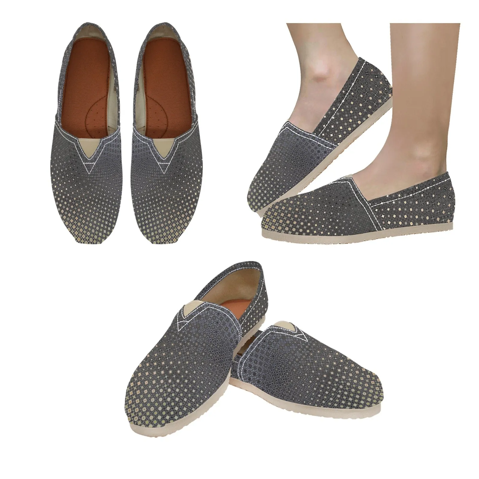 Espadrilles Canvas Charcoal Gold Ombre