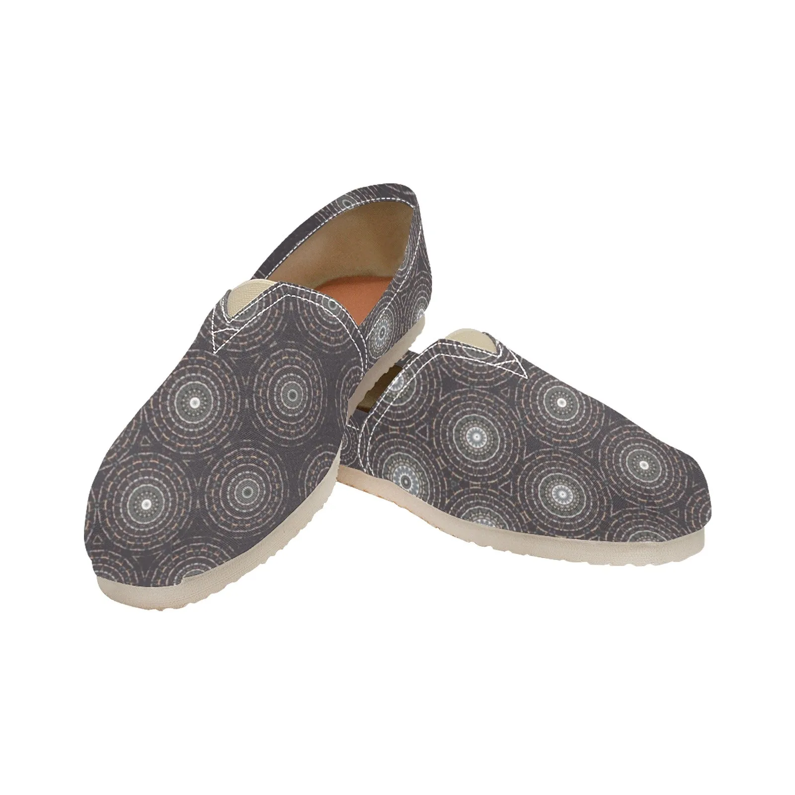 Espadrilles Canvas Charcoal Gray Circles