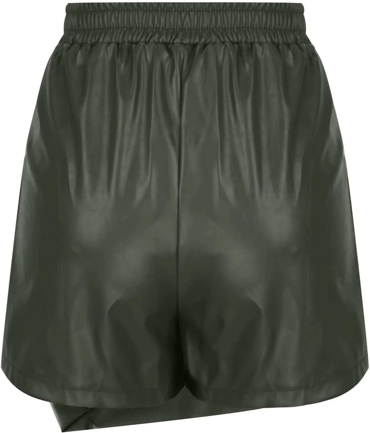 Faux Leather Skirt for Women High Waisted PU Elastic Waist Ruched Wrap Mini Skirts Bodycon Asymmetrical Short Dress