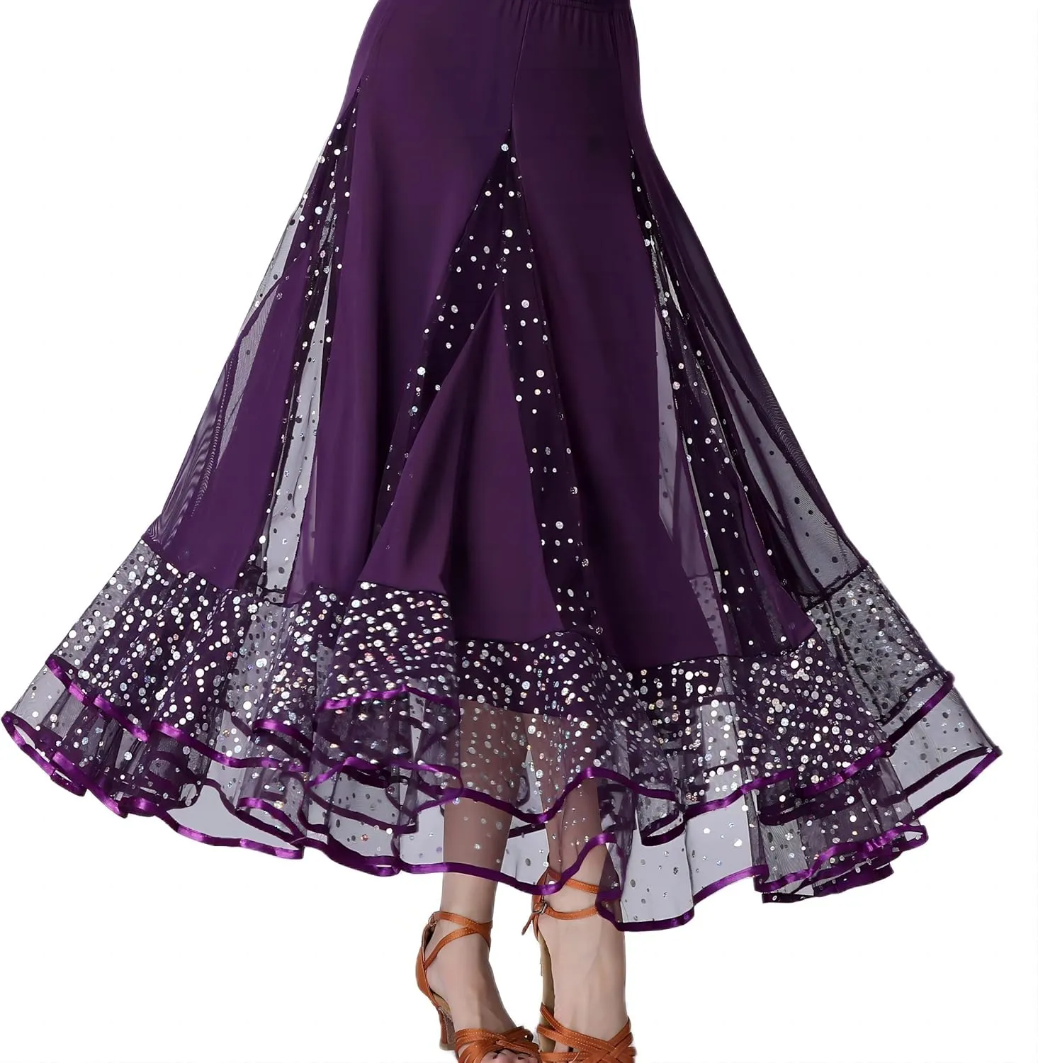 Female Ballroom Swing Skirt - Modern Dance Performance Skirt with Gradient Color, Long