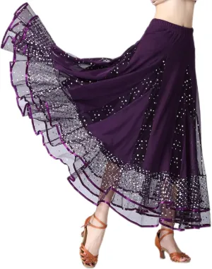 Female Ballroom Swing Skirt - Modern Dance Performance Skirt with Gradient Color, Long