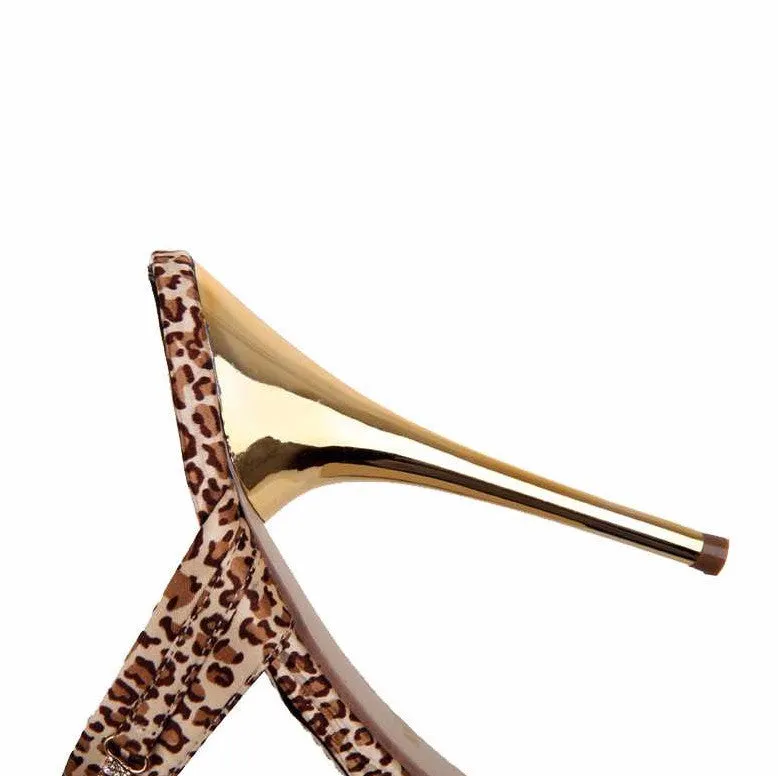 Female High Heels Flip Flops With Leopard Pattern