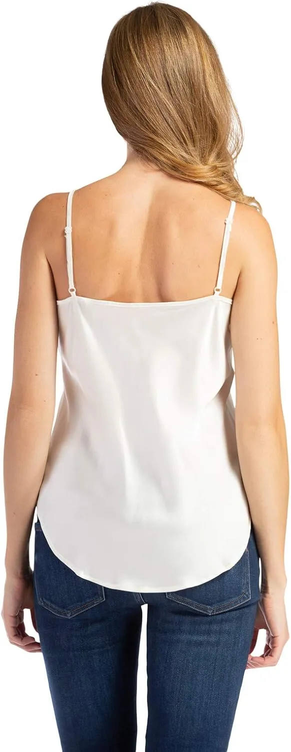Fishers Finery Women's 100% Pure Mulberry Silk Camisole with Adjustable Straps - Improved FIT