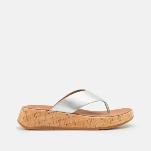 FitFlop F-Mode FlatForm Toe Post Sandals Silver
