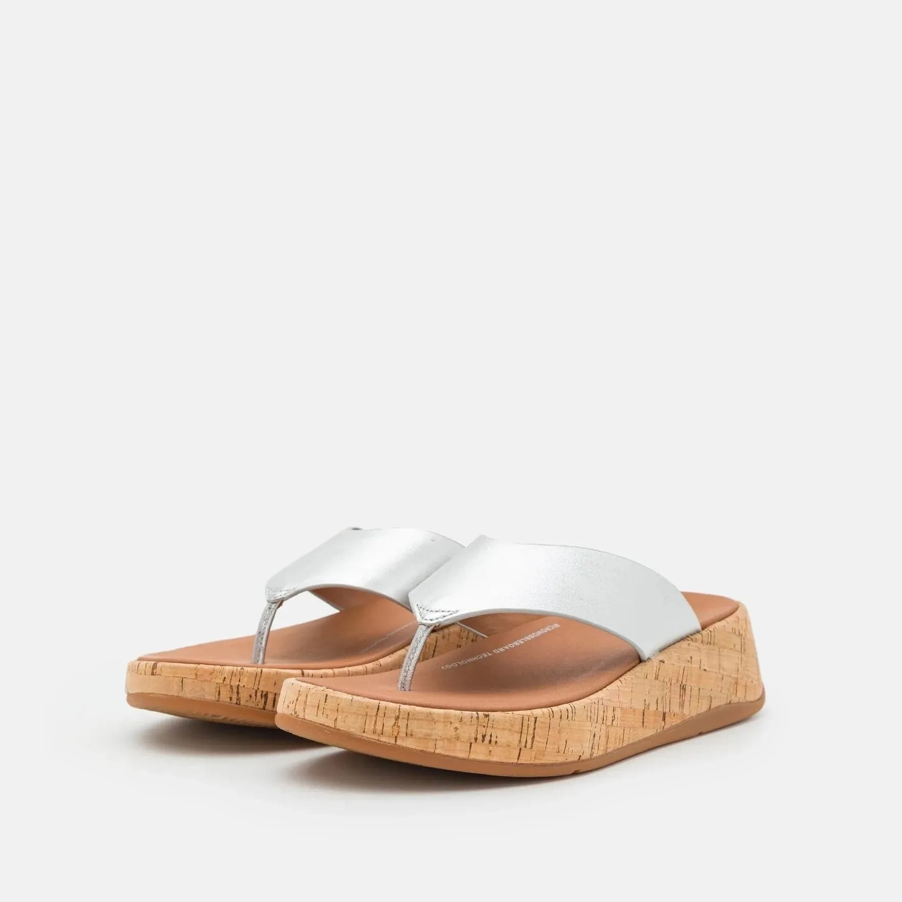 FitFlop F-Mode FlatForm Toe Post Sandals Silver