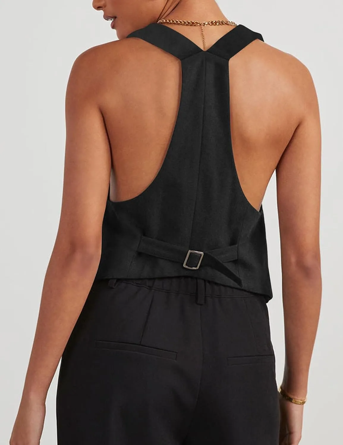 Floral Find Women's Casual Versatile Button Up Sleeveless Vest Sexy V Neck Jacket Waistcoat