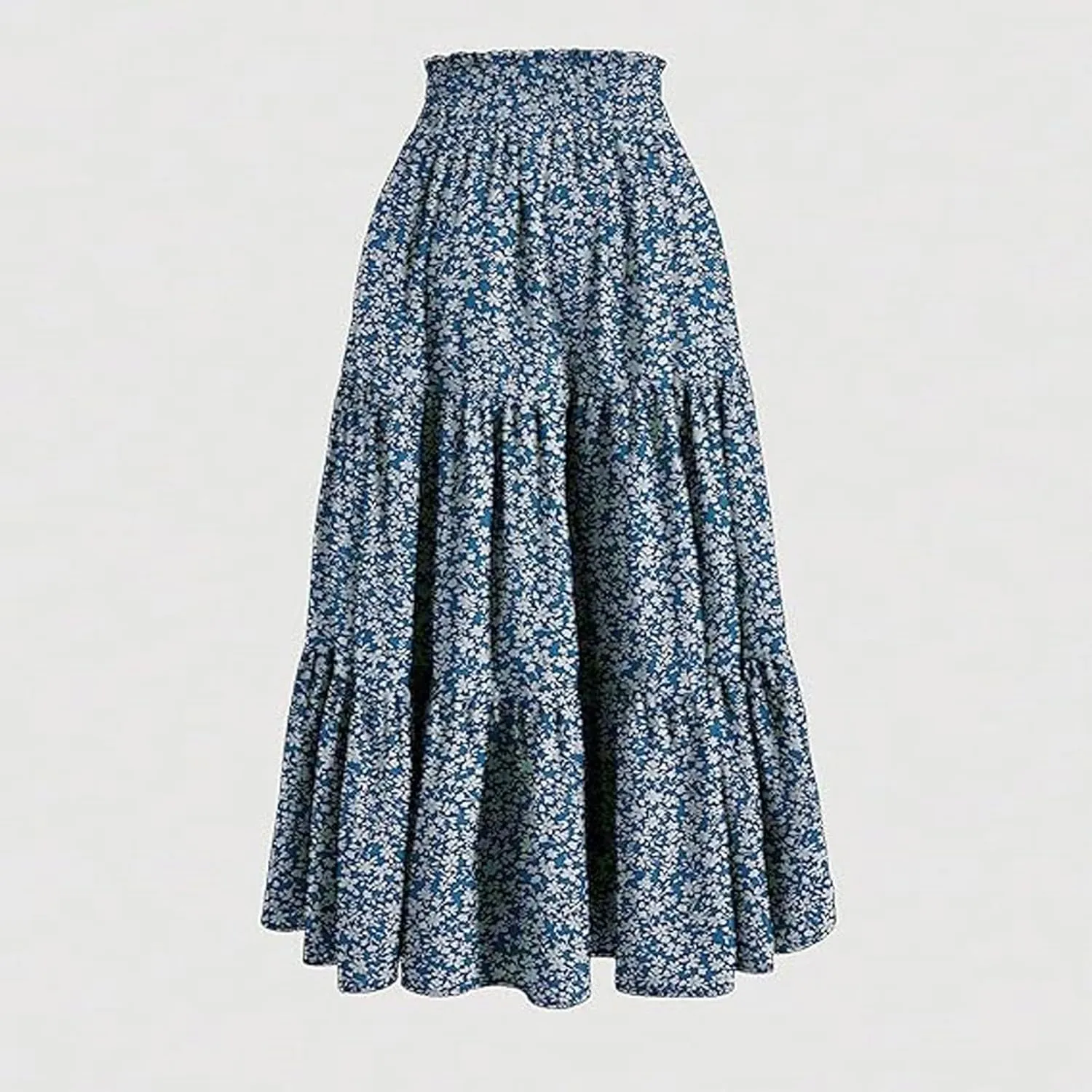 Floral Maxi Skirts for Women 2025 Summer Comfy Tiered Elastic High Waisted Skorts Vacation Flowy Swing Long Dress
