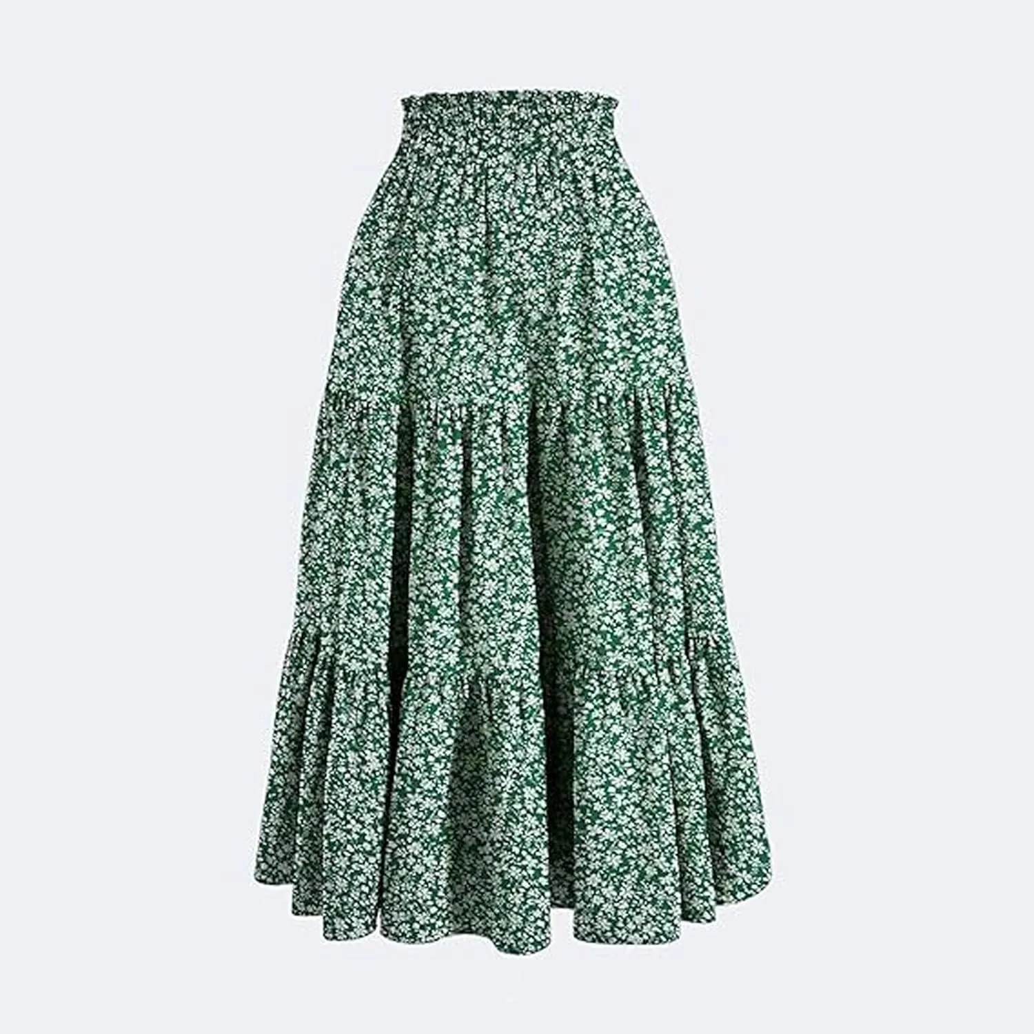Floral Maxi Skirts for Women 2025 Summer Comfy Tiered Elastic High Waisted Skorts Vacation Flowy Swing Long Dress