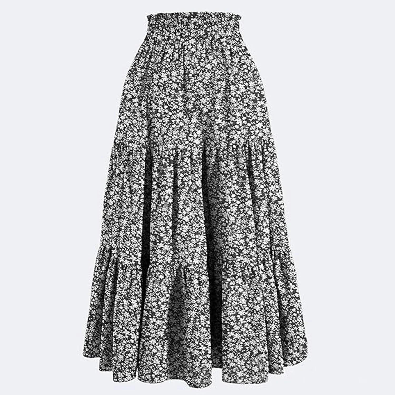 Floral Maxi Skirts for Women 2025 Summer Comfy Tiered Elastic High Waisted Skorts Vacation Flowy Swing Long Dress