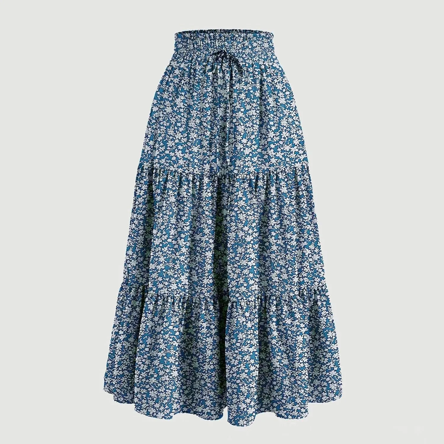 Floral Maxi Skirts for Women 2025 Summer Comfy Tiered Elastic High Waisted Skorts Vacation Flowy Swing Long Dress