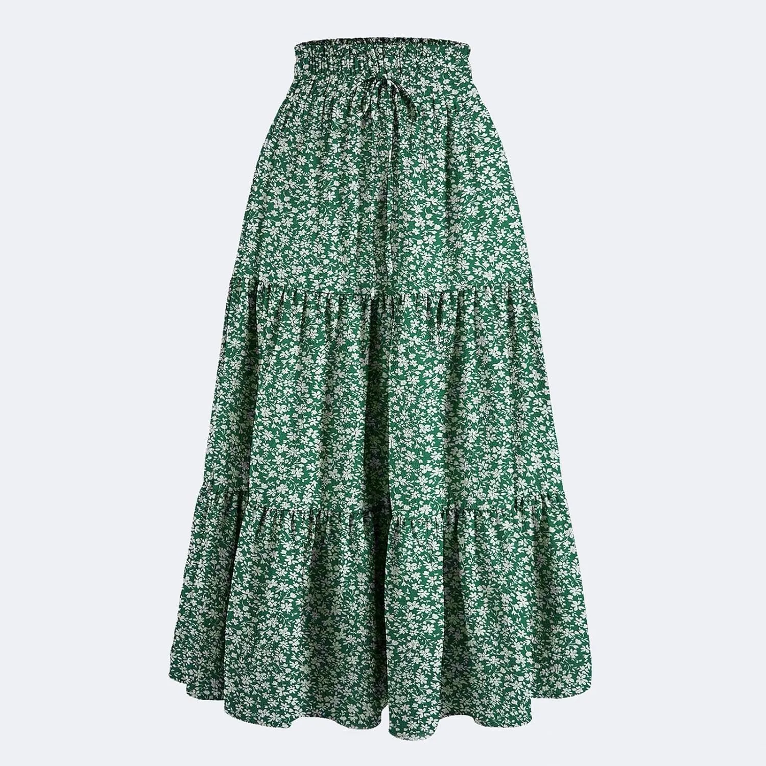 Floral Maxi Skirts for Women 2025 Summer Comfy Tiered Elastic High Waisted Skorts Vacation Flowy Swing Long Dress