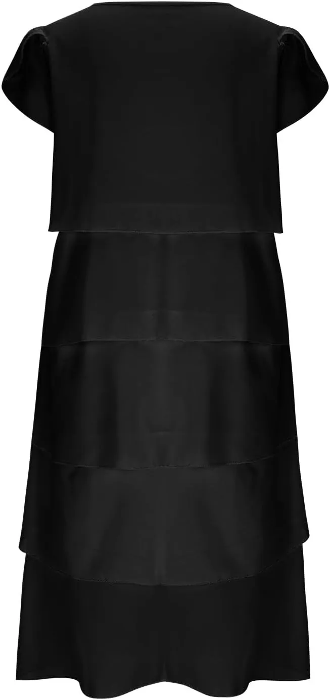 Formal Dresses for Women Chiffon Casual Summer Midi Dress Fashion Tiered Layered Party Dress Plus Size Women Dresses