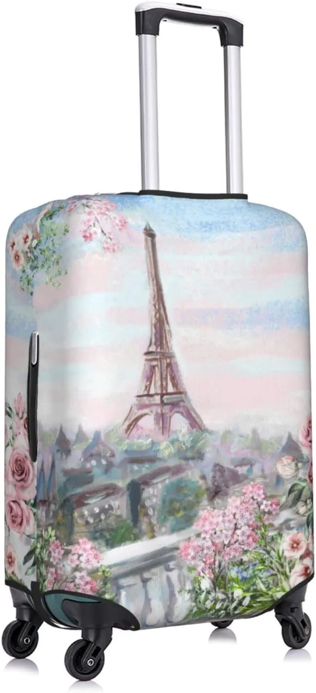 Futterya Travel Luggage Cover Romantic Eiffel Tower France Suitcase Protector Washable Baggage Covers (for 18-21 inch luggage)