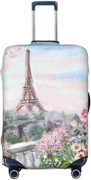 Futterya Travel Luggage Cover Romantic Eiffel Tower France Suitcase Protector Washable Baggage Covers (for 18-21 inch luggage)