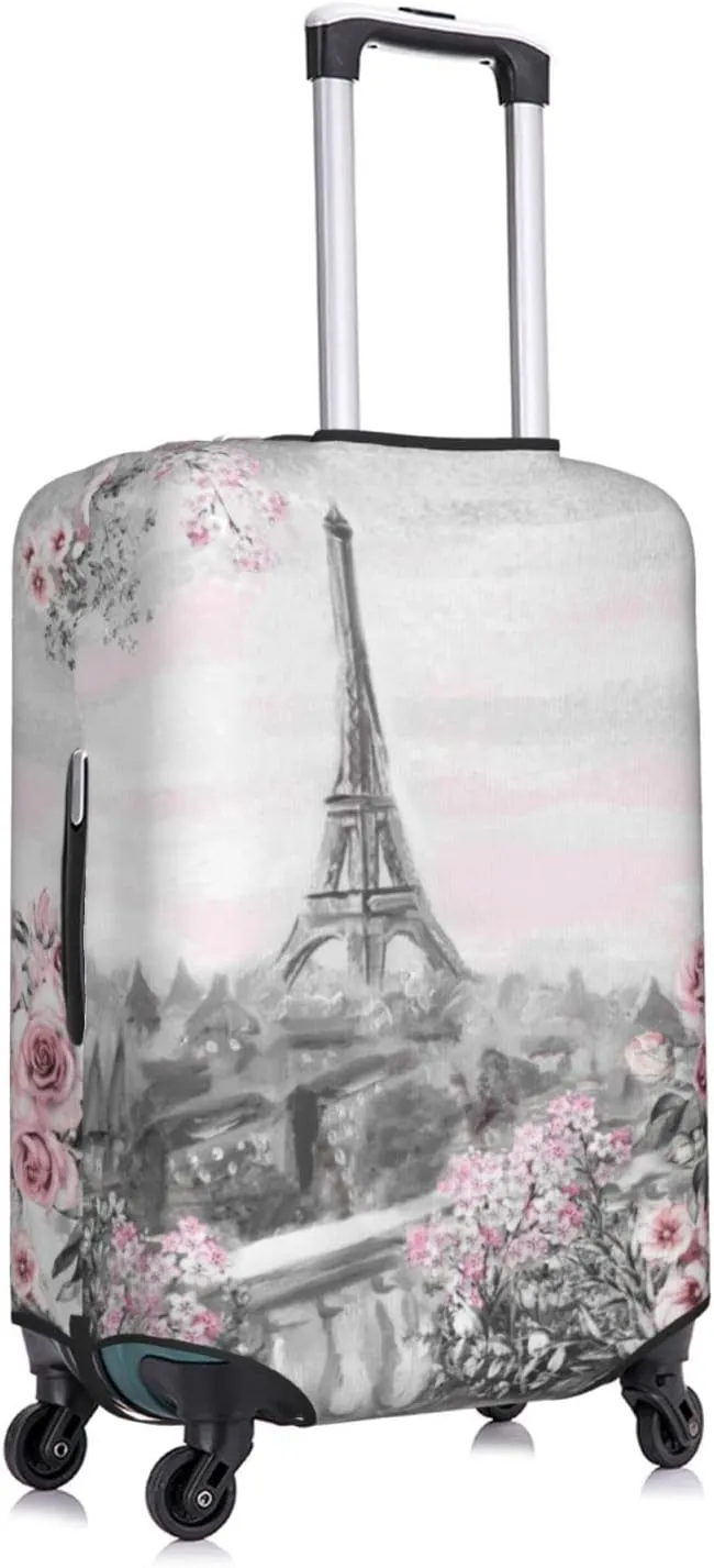 Futterya Travel Luggage Cover Romantic Eiffel Tower France Suitcase Protector Washable Baggage Covers (for 25-28 inch luggage)