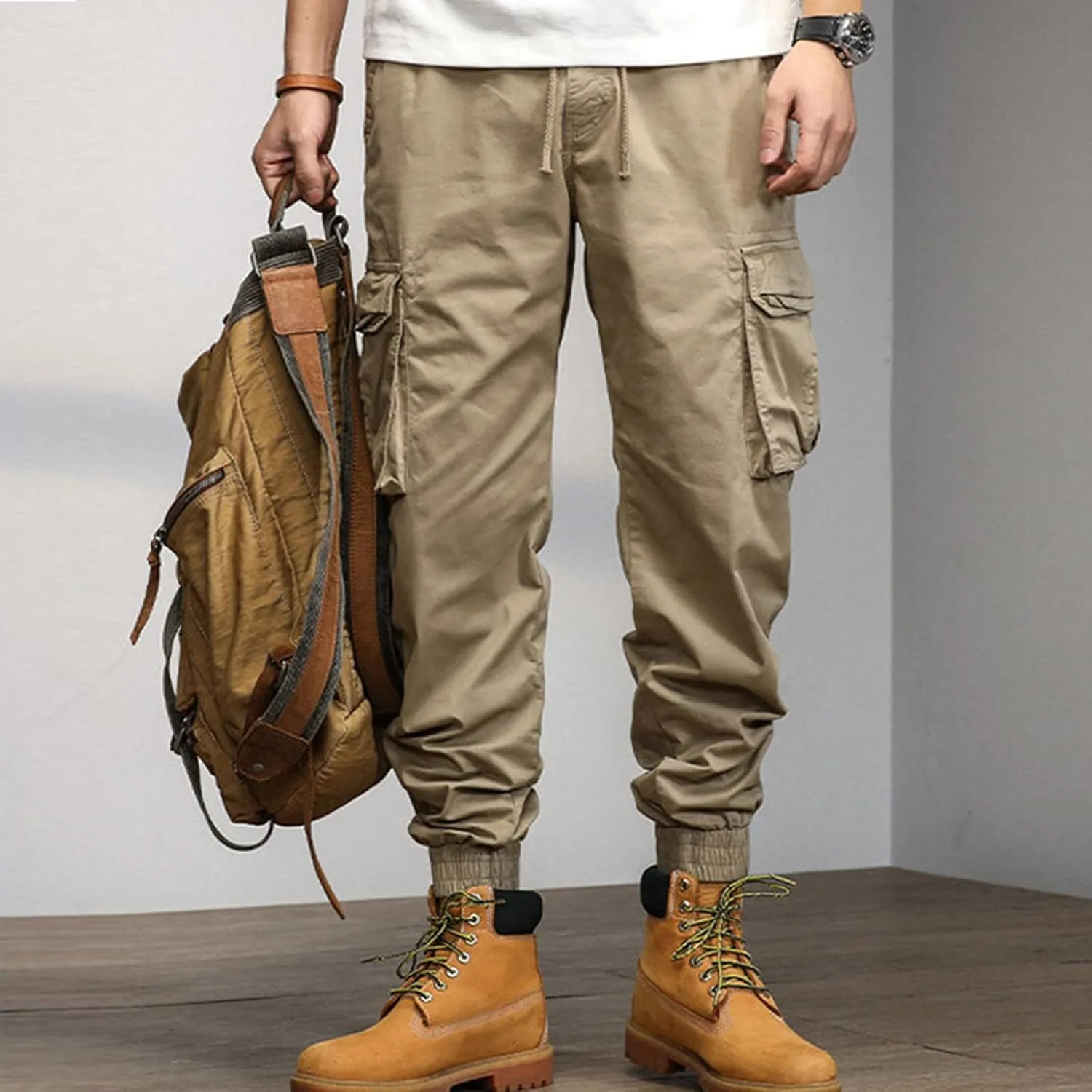 FZVYD Mens Dress Slacks Men's Relaxed Fit Causal Work Streetwear Baggy Joggers Drawstring Sweatpants with Pockets 2023