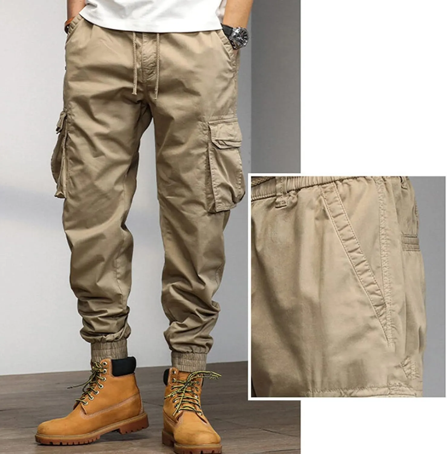 FZVYD Mens Dress Slacks Men's Relaxed Fit Causal Work Streetwear Baggy Joggers Drawstring Sweatpants with Pockets 2023