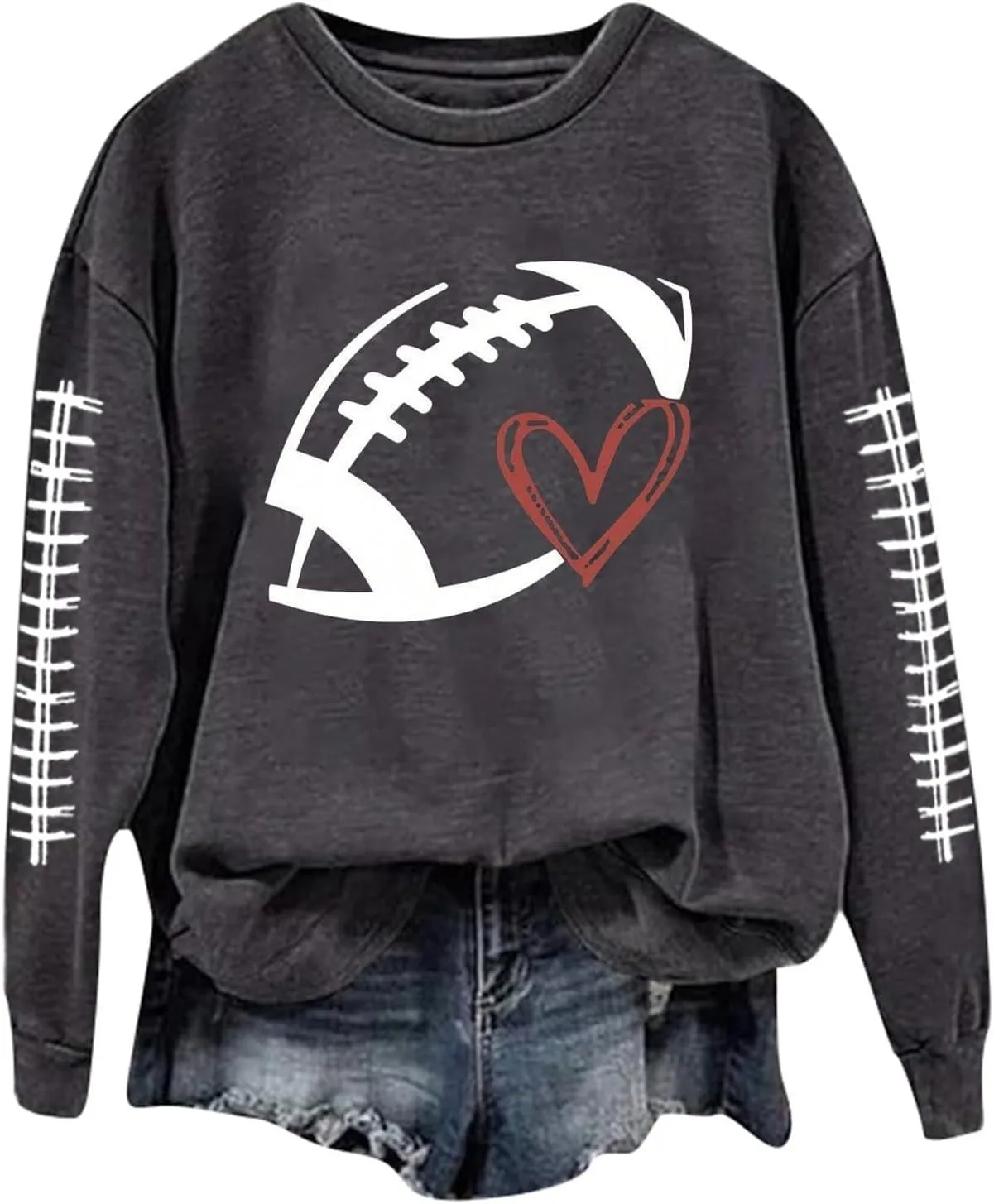 Game Day Sweatshirts for Women 2024 Fall Football Fan Hoodie Cute Funny Printed Sweaters Long Sleeve Crewneck Outwear