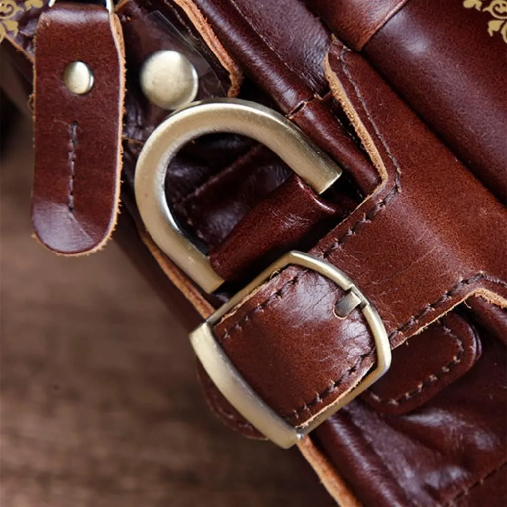 Genuine Leather Single Briefcase 13 Inch Laptop Handbag Messenger Business Bags for Men Single Document Case