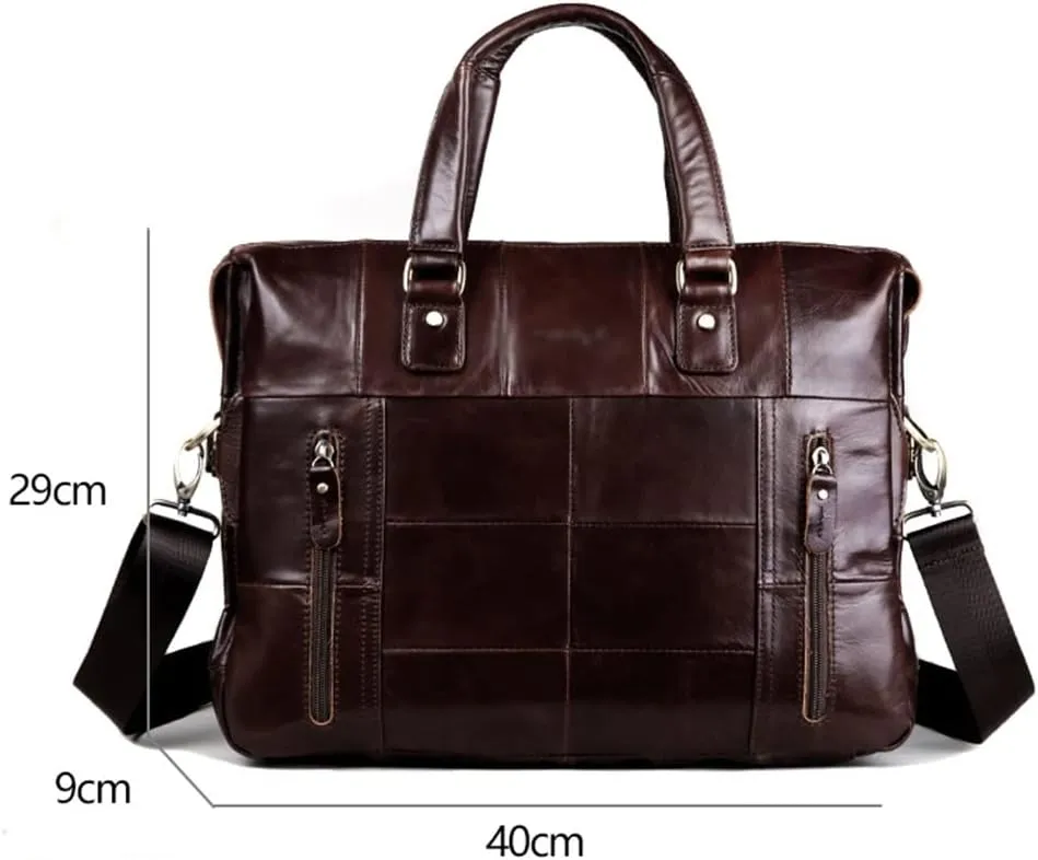 Genuine Leather Single Briefcase 13 Inch Laptop Handbag Messenger Business Bags for Men Single Document Case