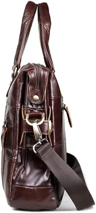 Genuine Leather Single Briefcase 13 Inch Laptop Handbag Messenger Business Bags for Men Single Document Case