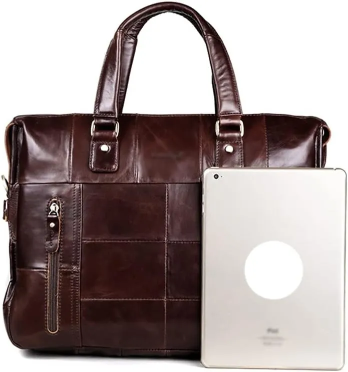 Genuine Leather Single Briefcase 13 Inch Laptop Handbag Messenger Business Bags for Men Single Document Case