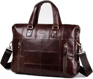 Genuine Leather Single Briefcase 13 Inch Laptop Handbag Messenger Business Bags for Men Single Document Case