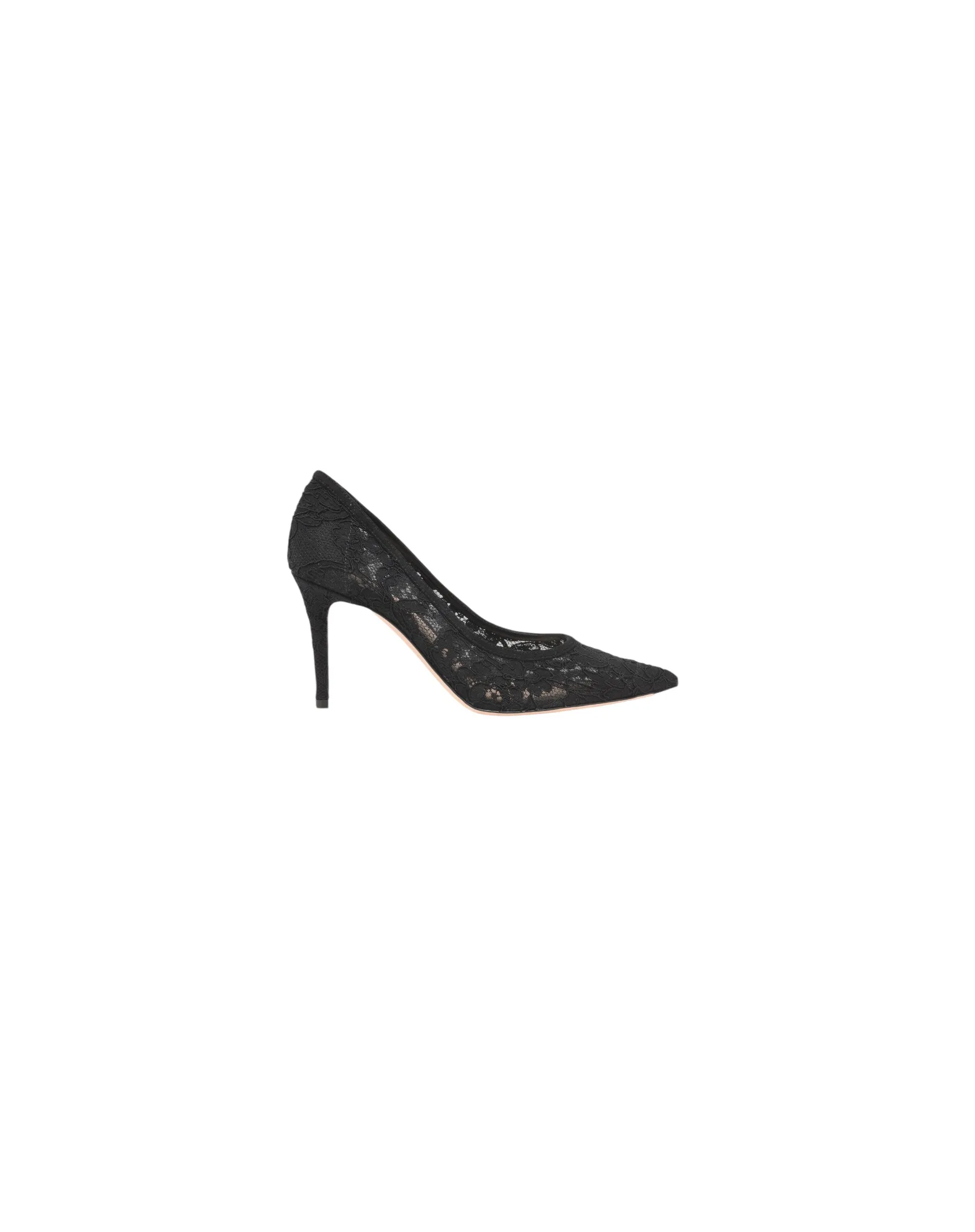 GIANVITO ROSSI CLAUDIA LACE PUMP 8.5CM BLACK