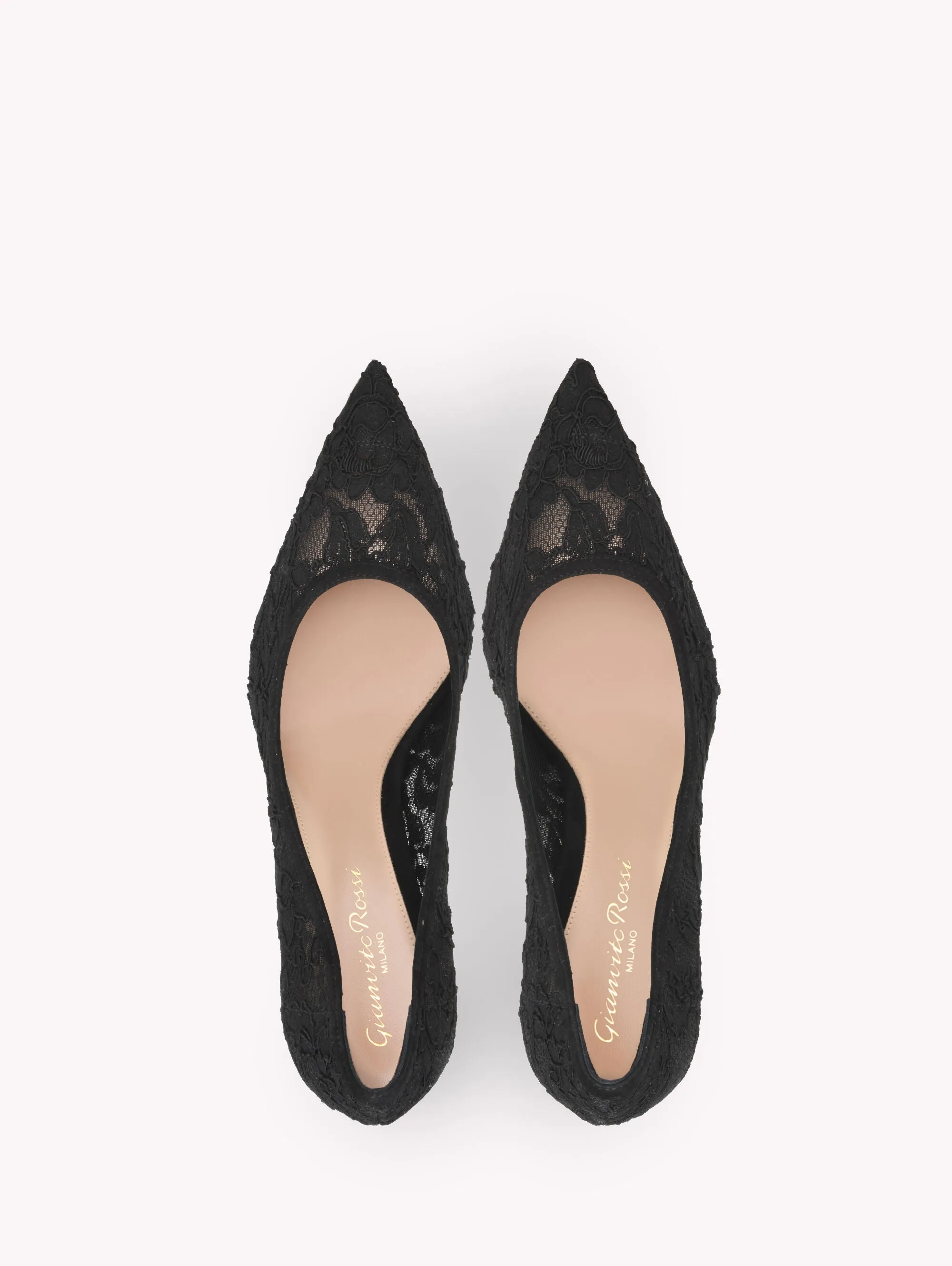 GIANVITO ROSSI CLAUDIA LACE PUMP 8.5CM BLACK