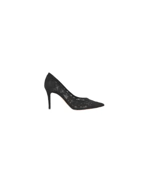 GIANVITO ROSSI CLAUDIA LACE PUMP 8.5CM BLACK
