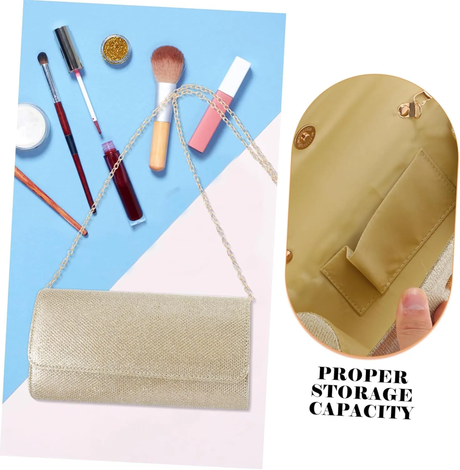 Handbag Evening Bags and Clutches Clutch Bag Sparkly Bag Shining Evening Shoulder Bag Toiletries Bag