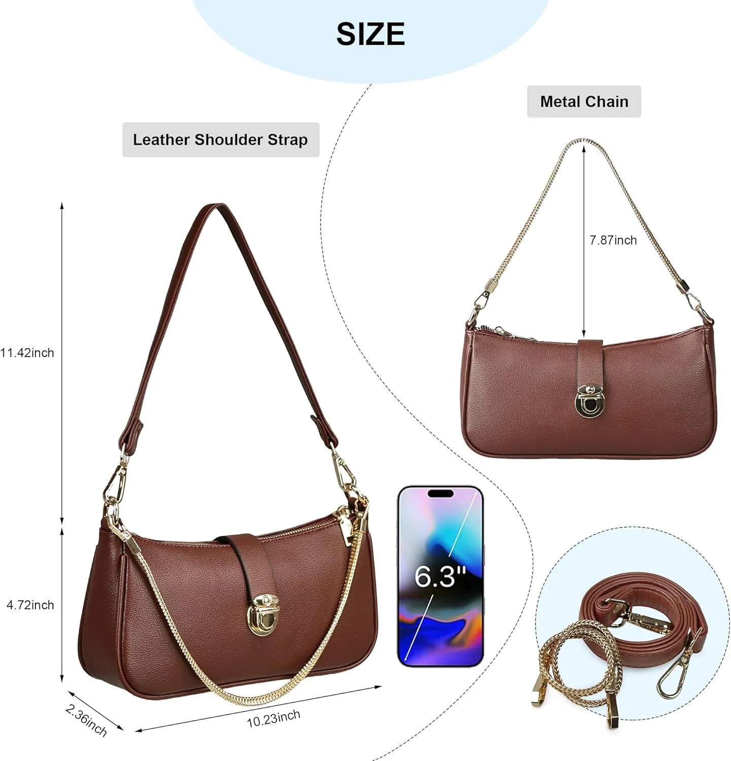 Handbags for Women Vegan Leather Women's Underarm Bag Shoulder Bag for Women Retro Clutch Hobo Purse