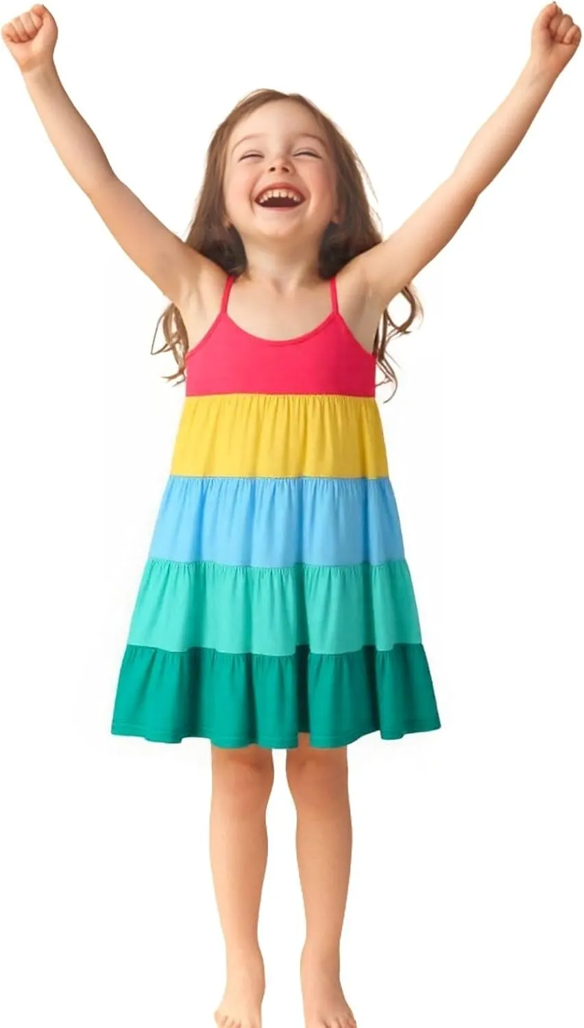 HILEELANG Toddler Girl Easter Dress Summer Cotton Casual Sleeveless Playwear Beach Sundress