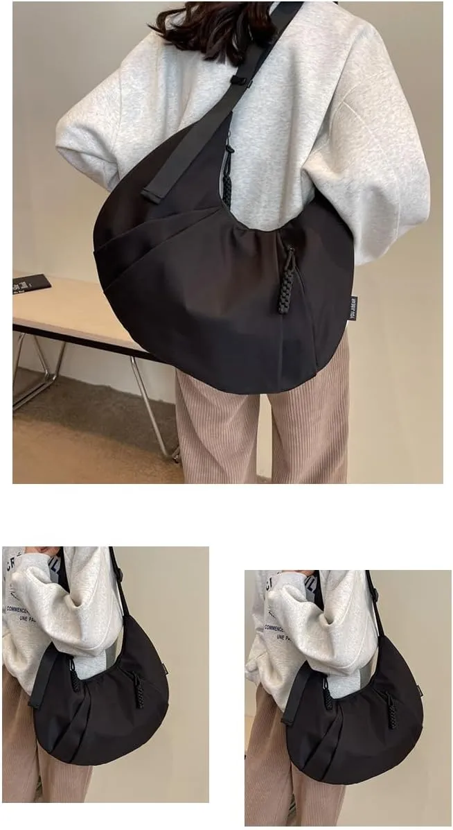 Hobo Crossbody Bag for Women, Work Tote Bags Large Capacity, Womens Shoulder Handbags, Small Gym Bags (Black)