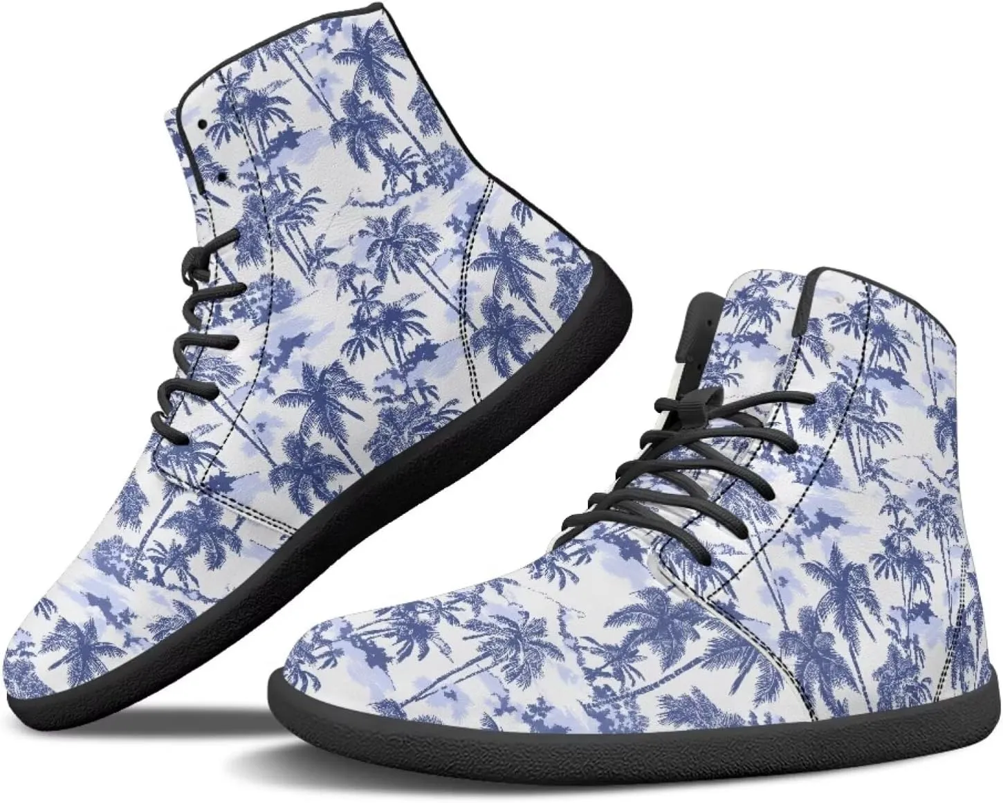 Howilath Hawaiian Coconut Tree High Top Shoes Minimalist Shoes Men Waterproof Running Cross Training Shoe