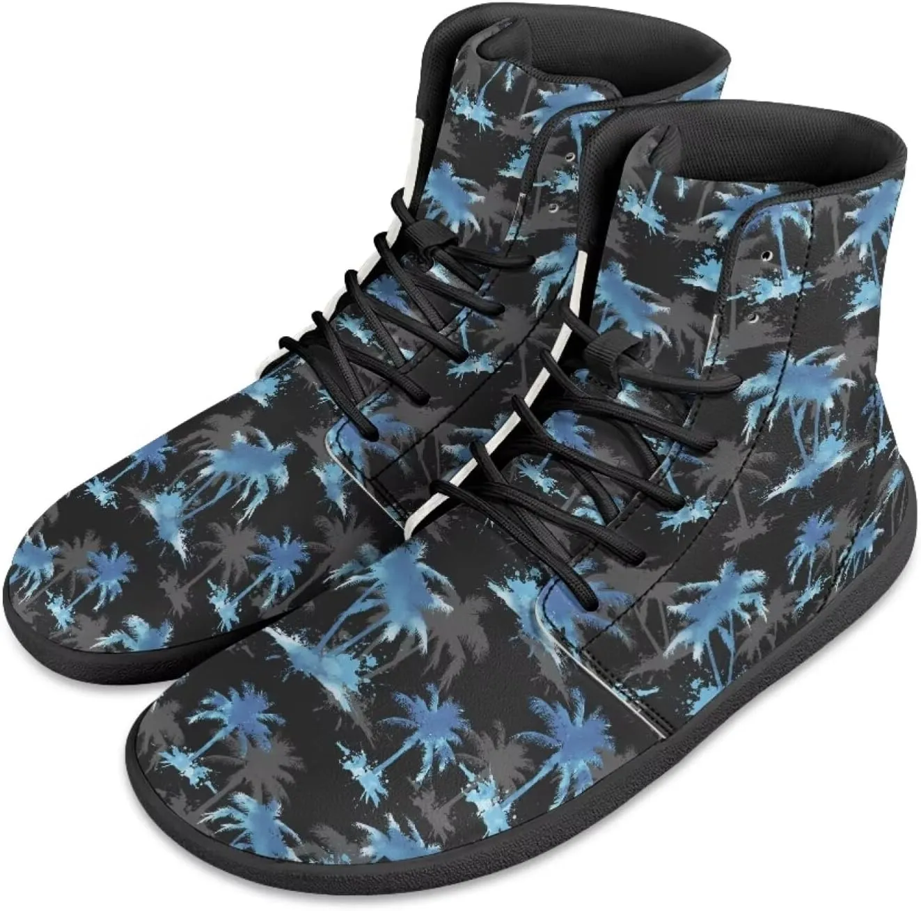 Howilath Hawaiian Coconut Tree High Top Shoes Minimalist Shoes Men Waterproof Running Cross Training Shoe