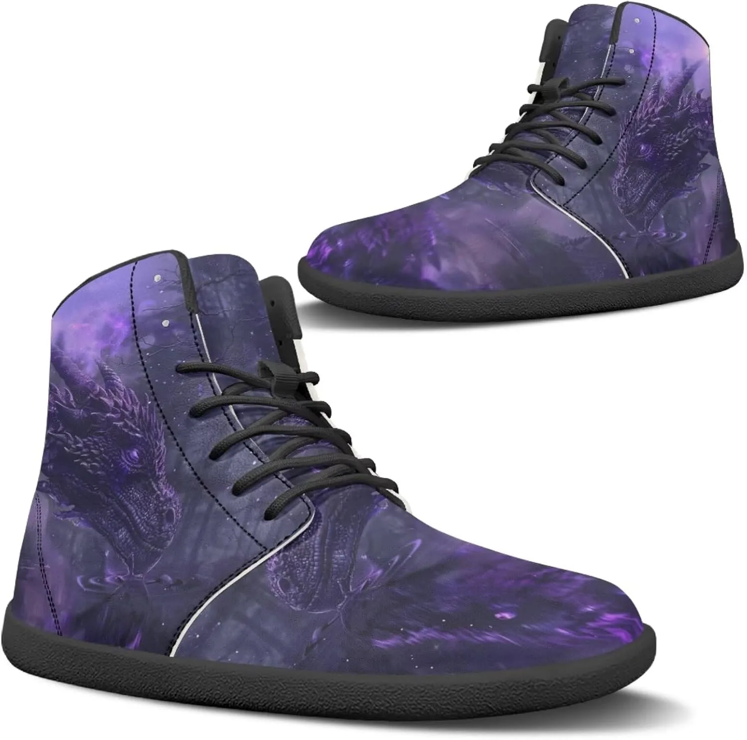 Howilath Horse Print High Top Sneakers for Men Wide Toe Barefoot Shoes Zero Drop Running Cross Training Shoe