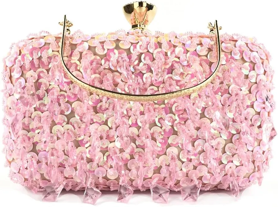 HUFFA Women Beaded Evening Clutch Bags Wedding Bridal Handbags Party Dinner Purse (Color : Gold)