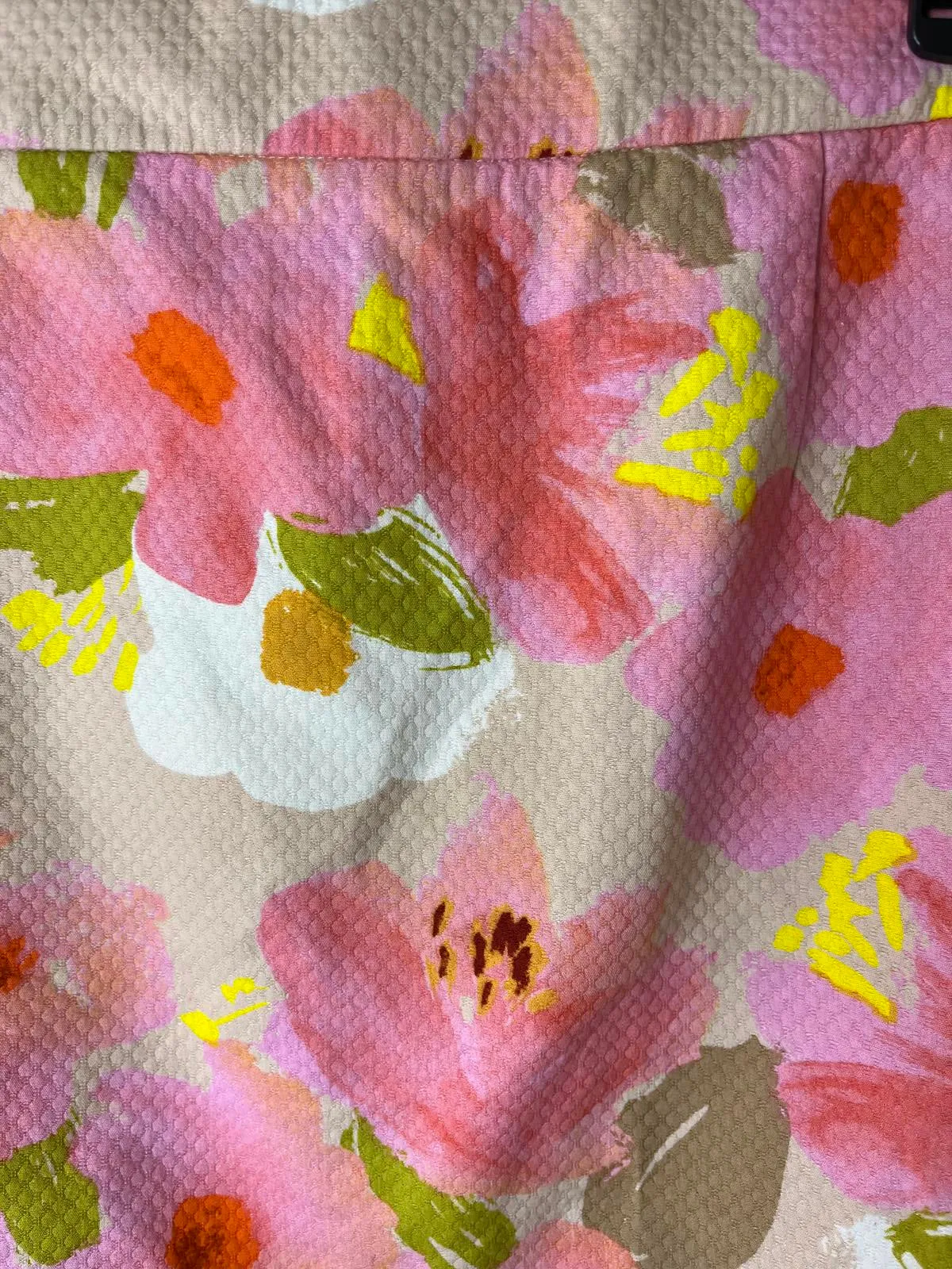 J. Crew Pink, Green, White Floral Print Skirt Size 2 Lined - Elegant and Chic