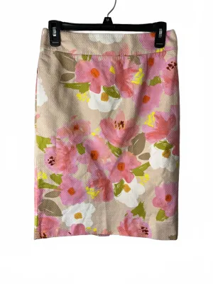 J. Crew Pink, Green, White Floral Print Skirt Size 2 Lined - Elegant and Chic
