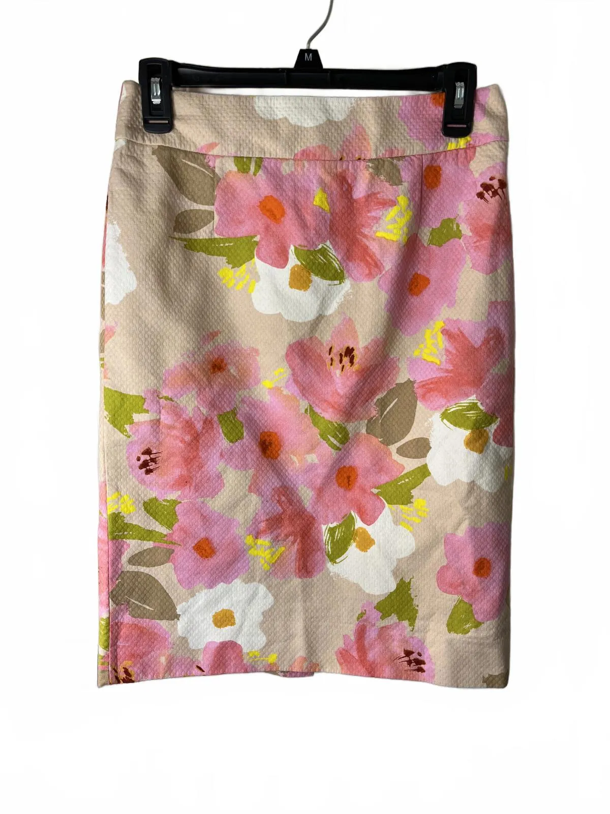 J. Crew Pink, Green, White Floral Print Skirt Size 2 Lined - Elegant and Chic