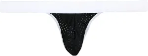 JEShifangjiusu Bulge Enhancing Thong For Men See Through Y-Back Big Pouch Briefs Sexy Mesh Black G-String T-Back Underwear