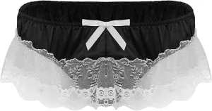 JEShifangjiusu Men?S Floral Lace Underwear Crossdress Sissy Pouch G-String Thong Panties Sexy Maid Cosplay Lingerie Brief