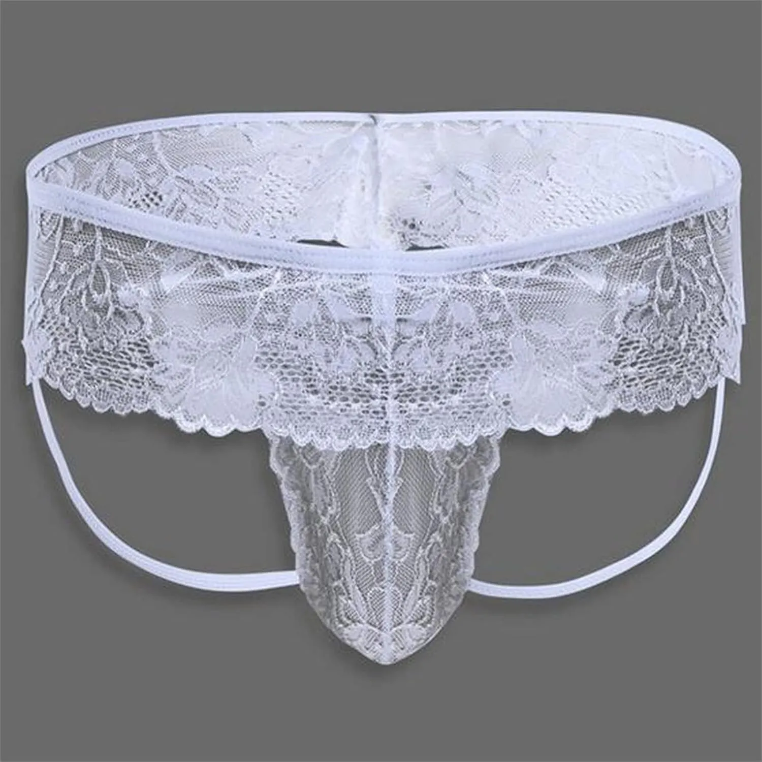 JEShifangjiusu Men'S Lace G-String Floral Underwear Mesh Thongs Bikini Briefs Panties Sexy Sheer Bikini Sissy Thong Briefs