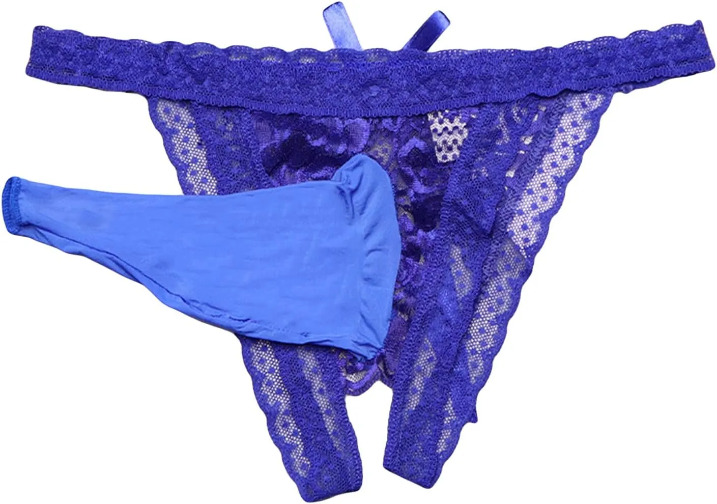 JEShifangjiusu Mens Lace Thong Underwear Low Waist Panties Mesh G-String Briefs Sexy See Through Lace Bulge Pouch Brief