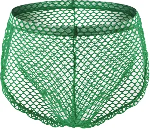 JEShifangjiusu Men's Sexy Mesh Boxer Briefs Underwear See-Through Fishnet Lingerie Low Waist Funny Buckled Pouch Trunks